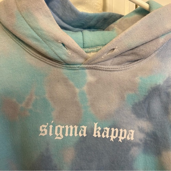 Sigma Kappa Sorority Hoodie Blue Tie-Dye Size Large Pullover Sweatshirt - Picture 6 of 6